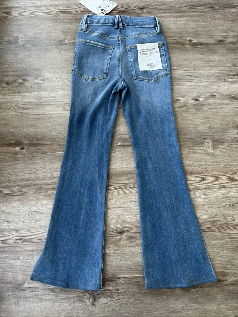 Good‎ American x Zara Classic Bootcut Jeans Womens 2 Leg Slit Full Length New